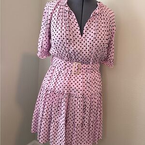 Lusana Pink/purple Polka Dot Dress Large